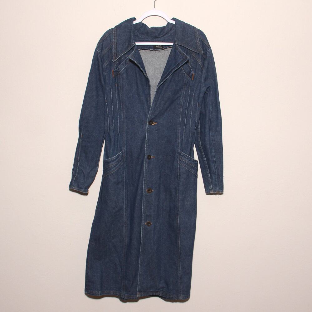 Vintage 70s A. Smile Denim Duster Jacket Coat - Picture 13 of 14